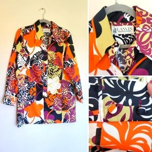 Lanvin label shirt minidress, orange purple black white, women's size M